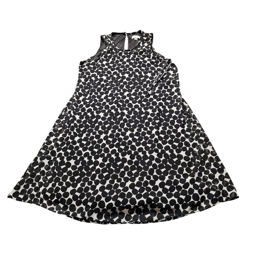 Calvin Klein Abstract Polka Dot Trapeze Dress Womens 10 Black White Sleeveless